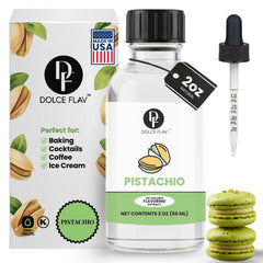 Dolce Flav bottle front view showing product and premium pistachio flavor
