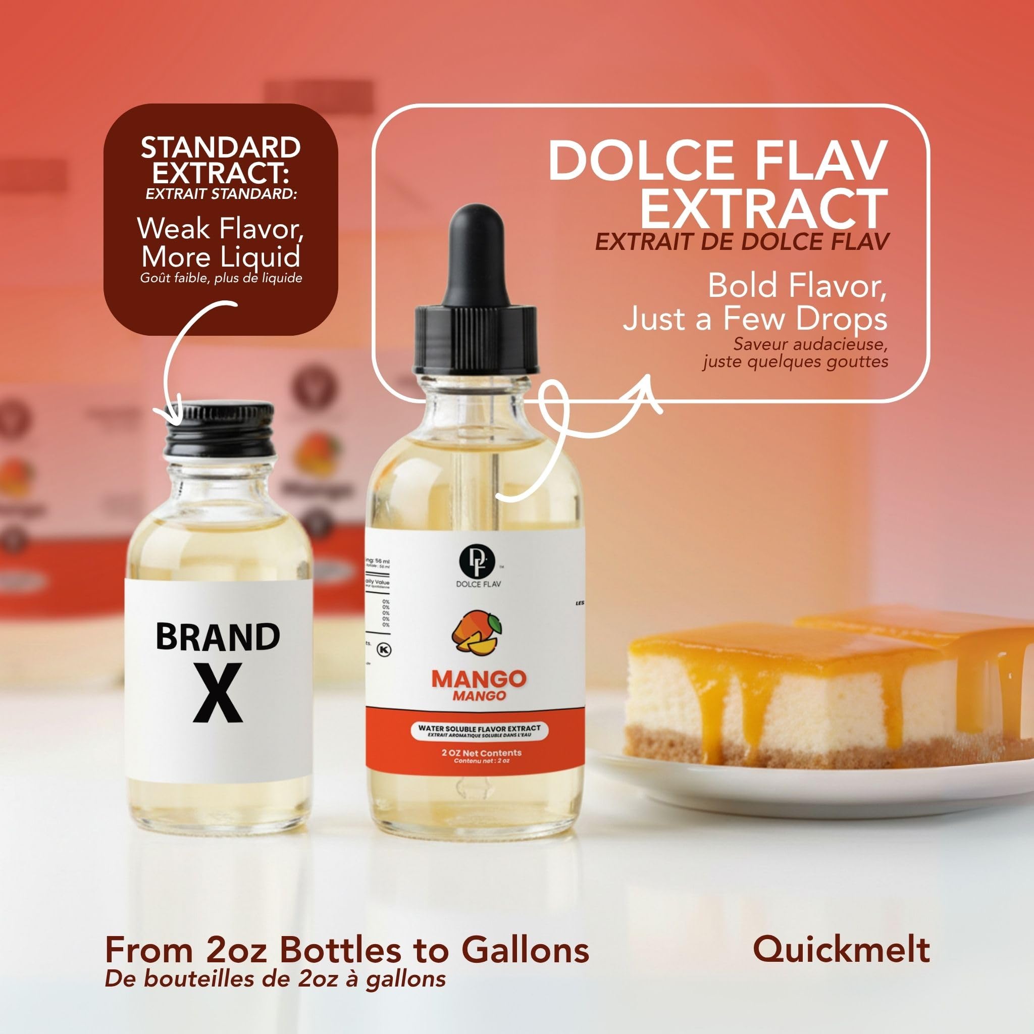Dolce Flav pouring into sorbet base showing even distribution of mango flavor