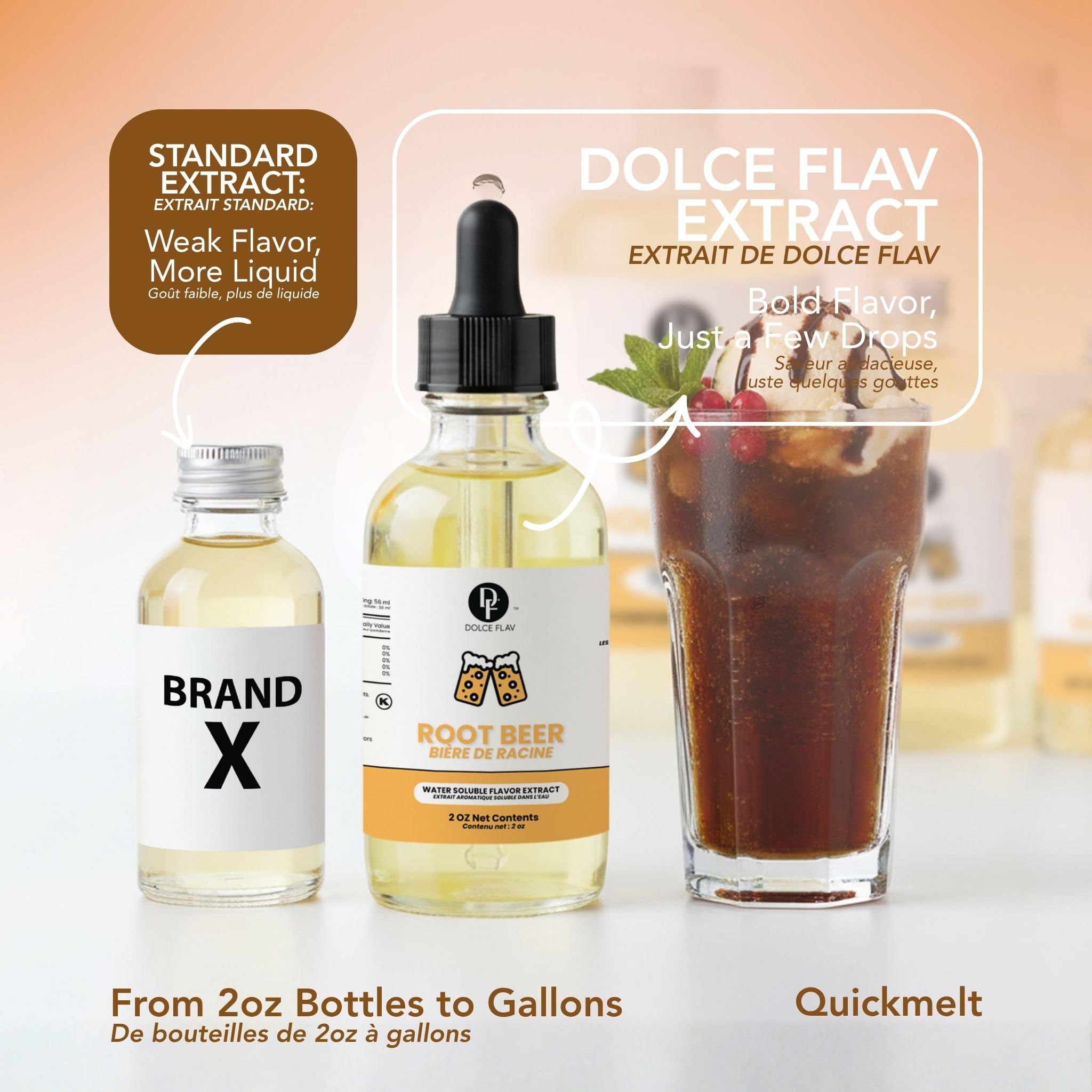 Dolce Flav extract used in a root beer float to create nostalgic drinks