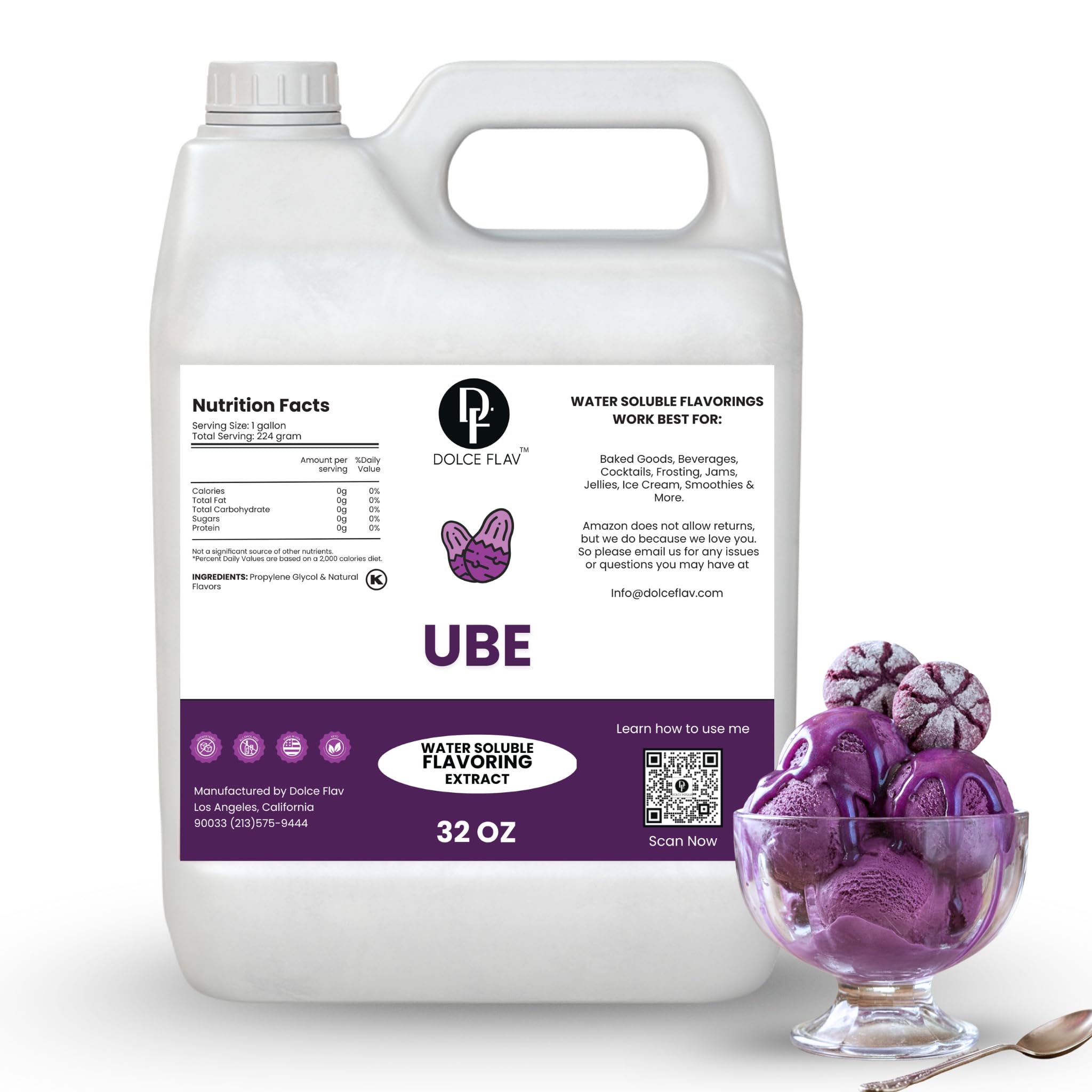 Dolce Flav 32 oz bottle front label showing product and size for clear identification