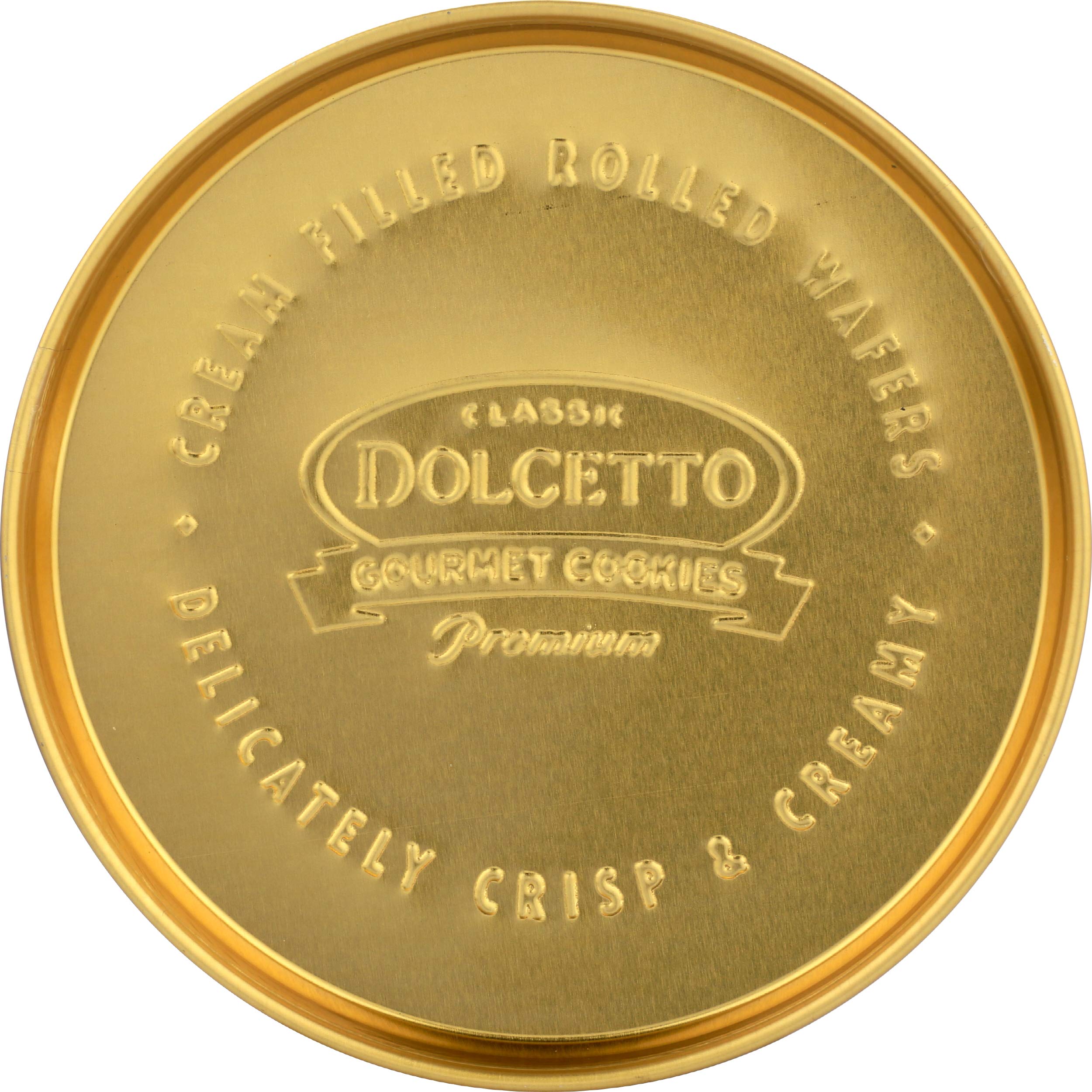 dolcetto wafer tin next to ruler showing compact 12 oz size advantage