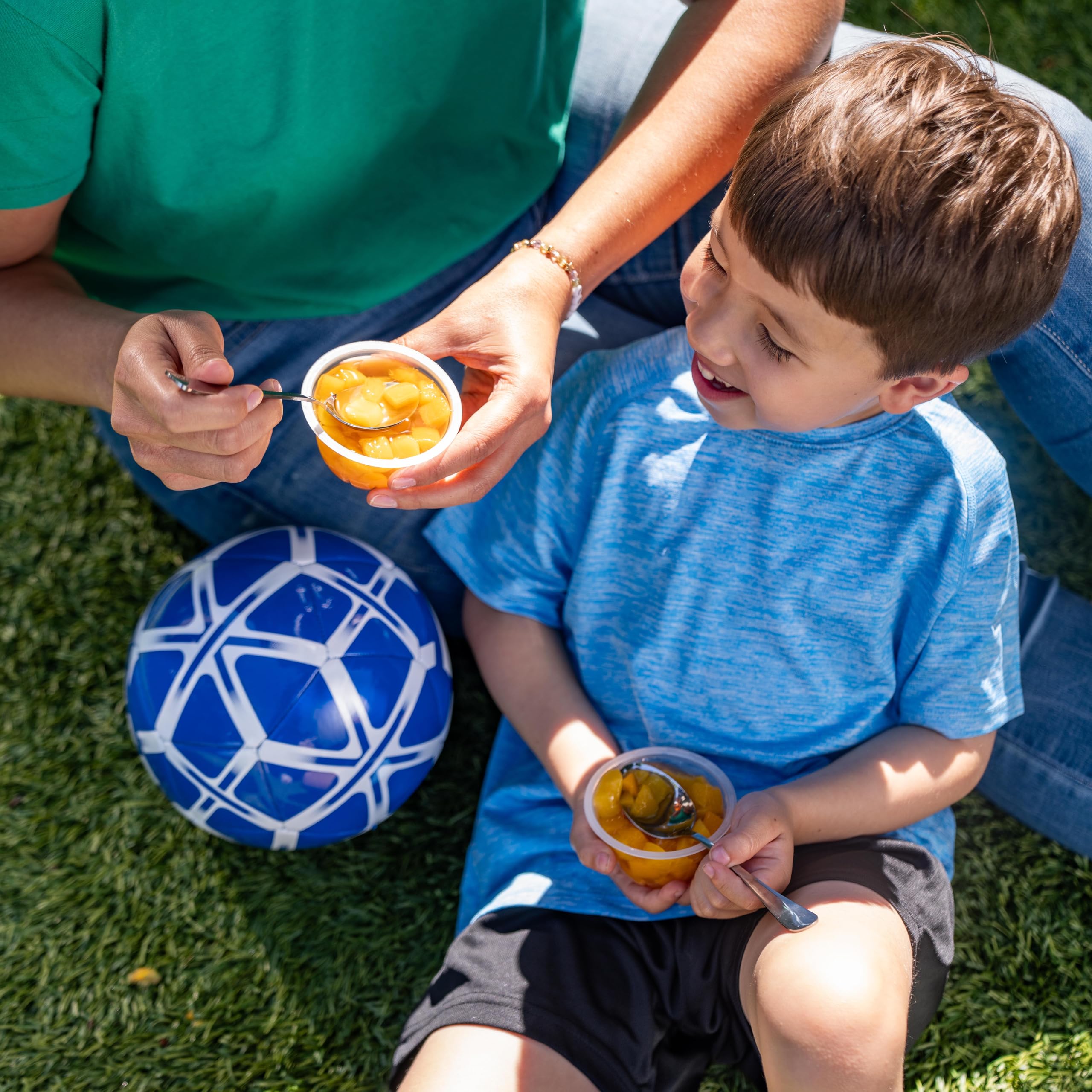 Dole fruit cups on a breakfast table with cereal, family-friendly morning option