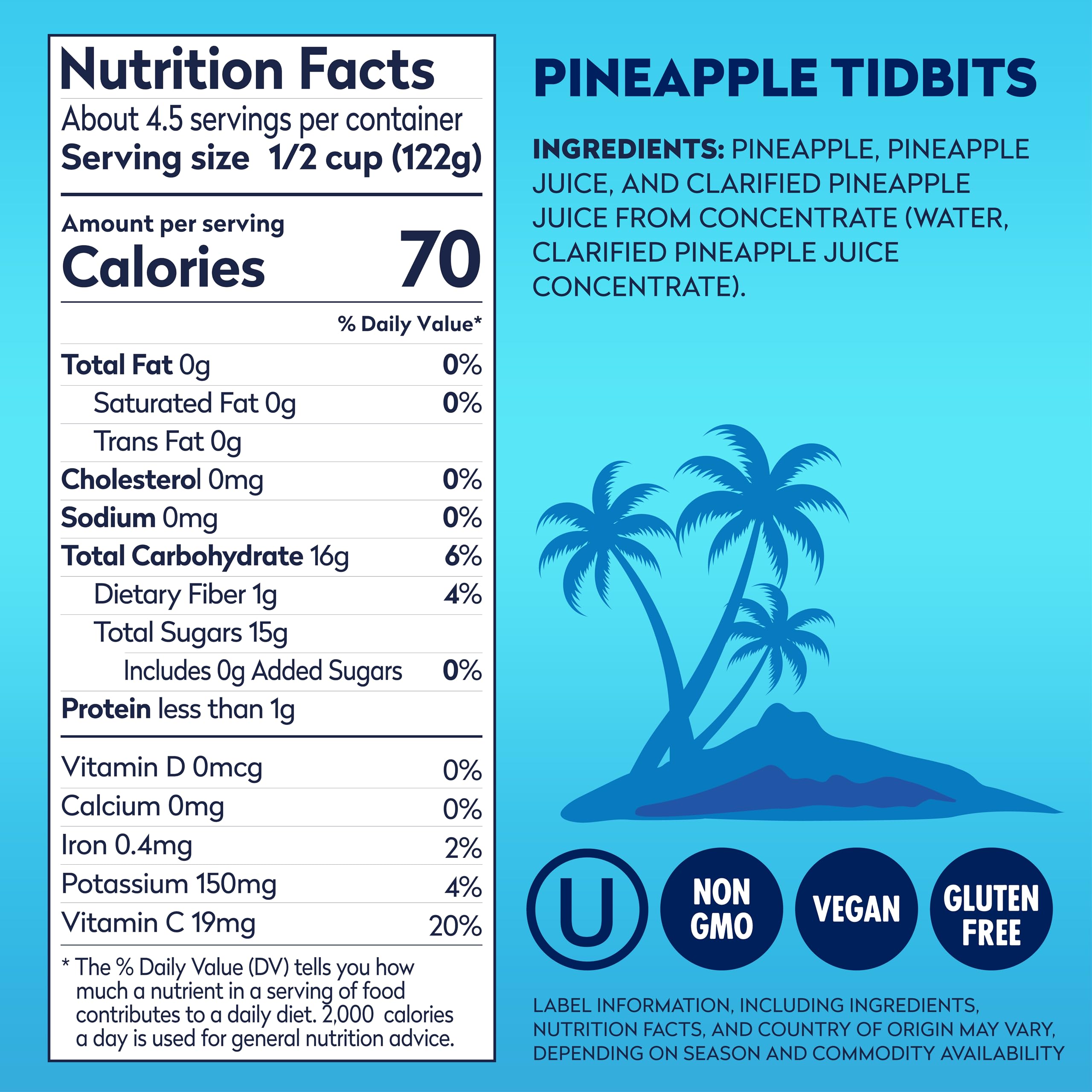 Dole close-up of pineapple tidbit texture highlighting real fruit quality