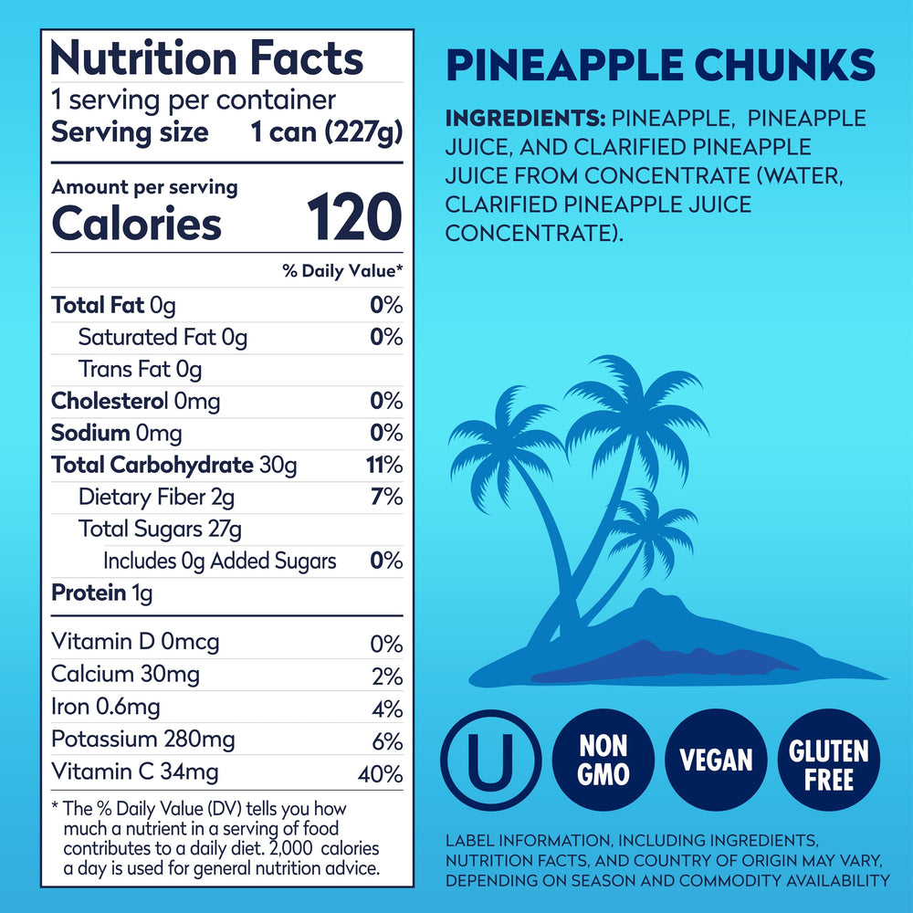 Dole close-up of pineapple chunk texture, shows juicy firmness