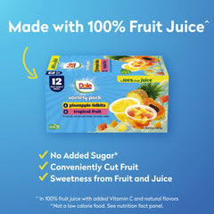 Dole opened cup with juice gloss emphasizing ready-to-eat convenience
