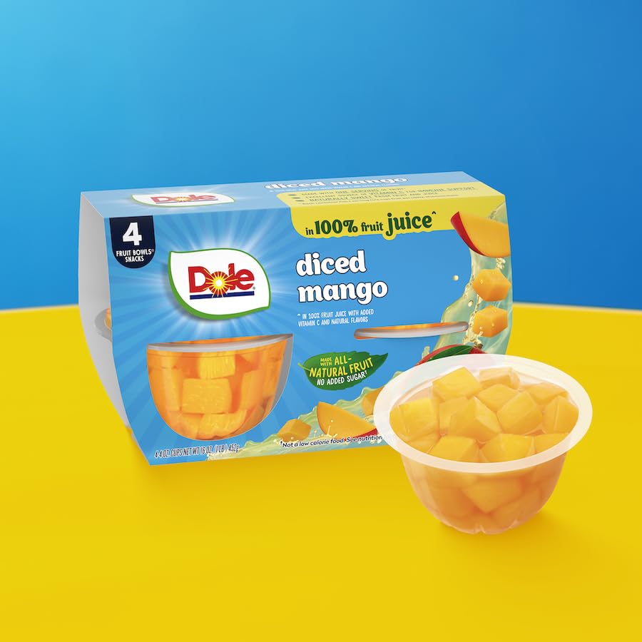 Dole cups lined up illustrating bulk pack convenience and pantry readiness