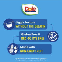 Dole opened fruit bowl cup top view revealing mixed fruit in black cherry gel freshness