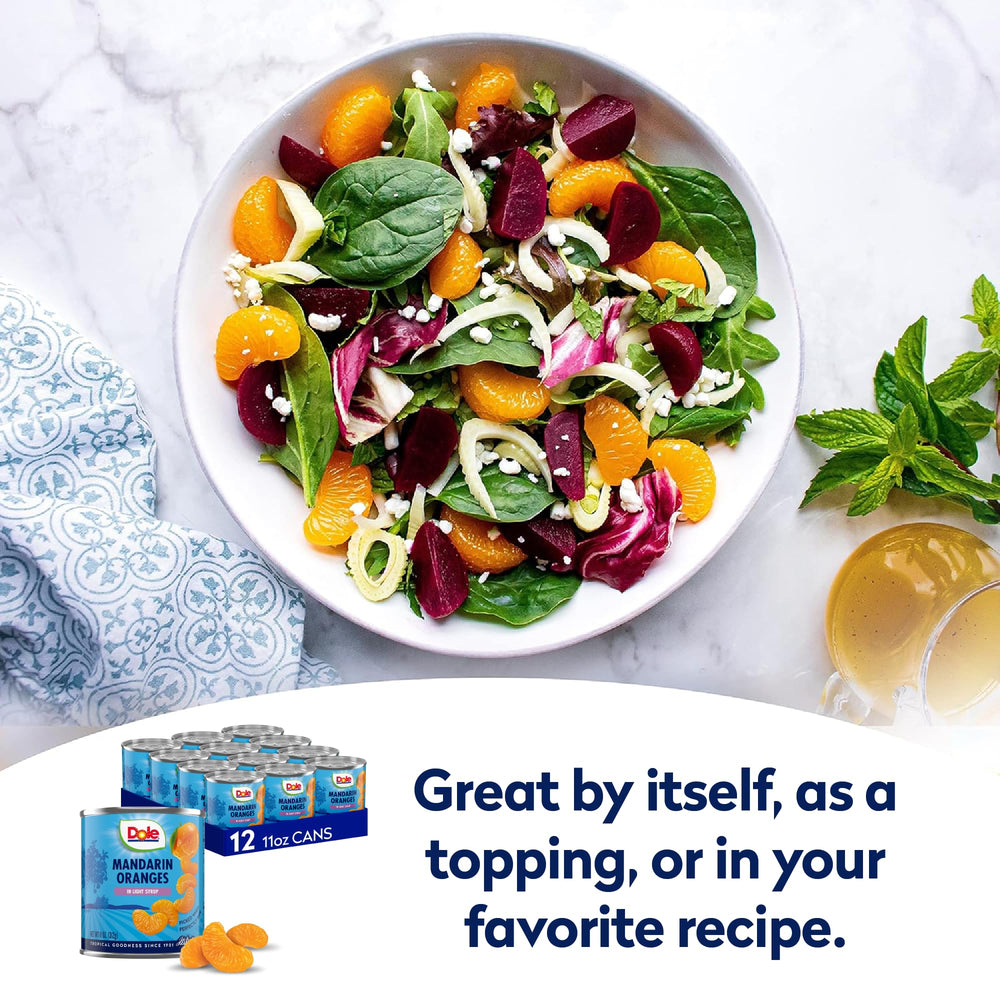 Dole mandarin oranges used as salad topping adding bright flavor and color