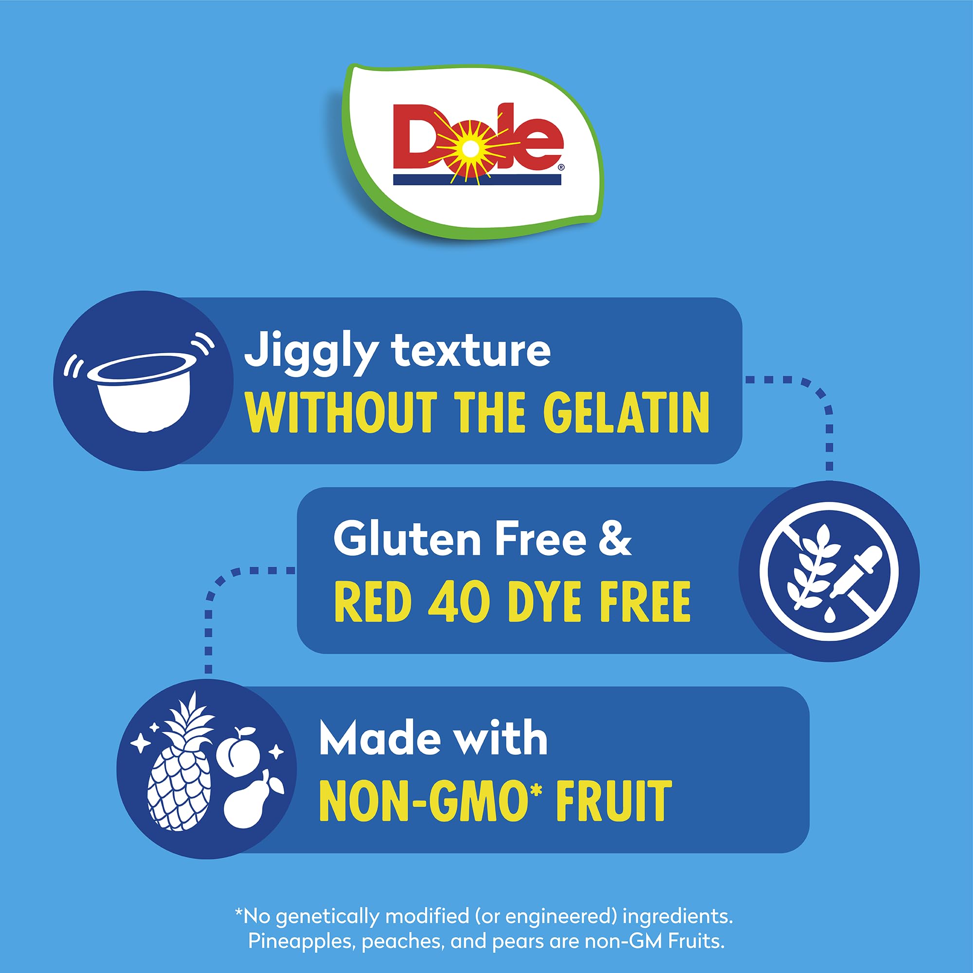Dole open cup top view showing fruit pieces and easy spoonful