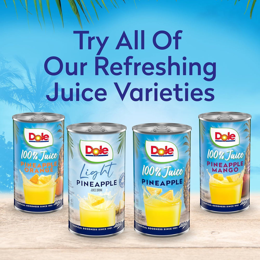 Dole twenty-four can pack stacked to show bulk value and pantry-ready storage