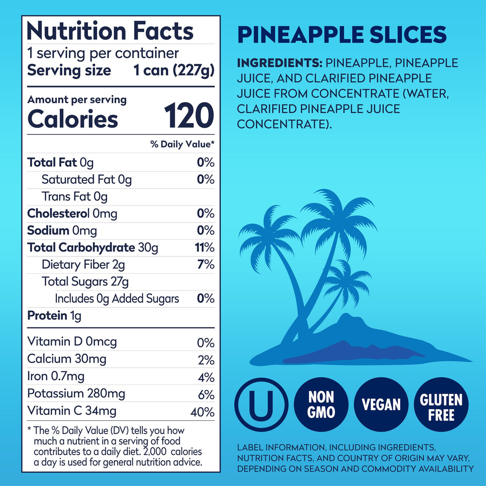 Close-up of Dole pineapple slice texture showing juicy flesh
