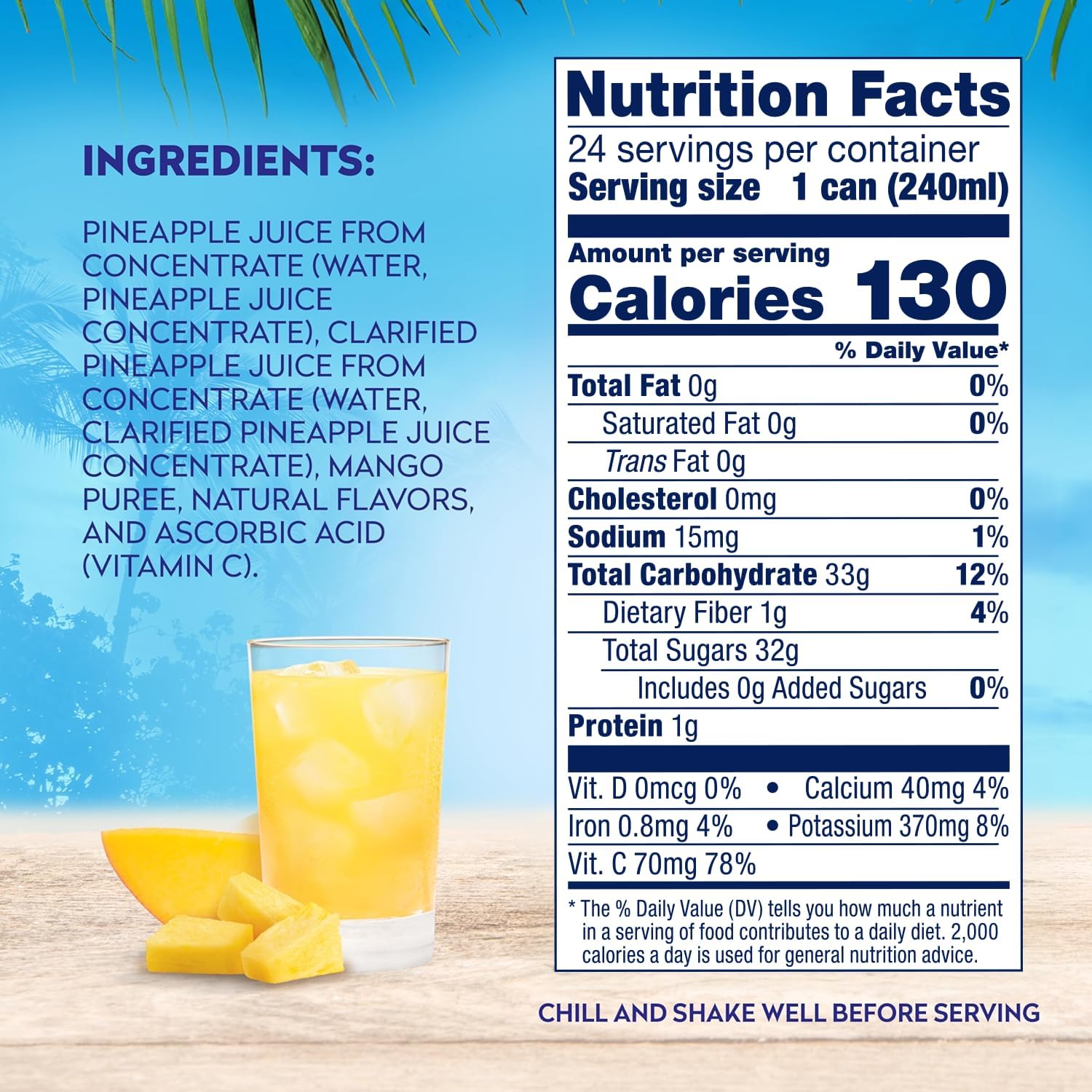 Dole pouring juice into a glass for immediate refreshment and recipe use