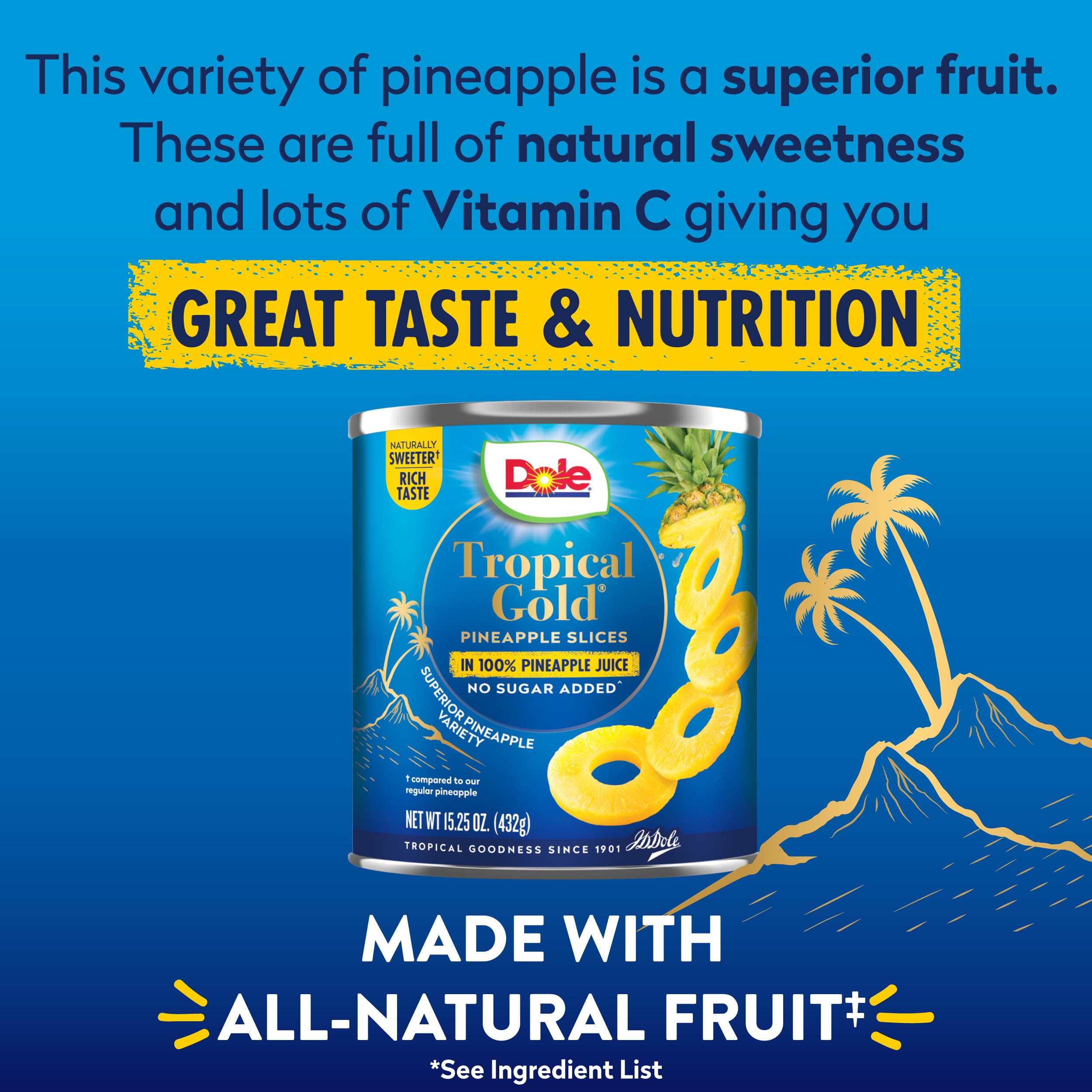 Close-up of Dole Tropical Gold pineapple texture showing juicy, tender rings for recipes