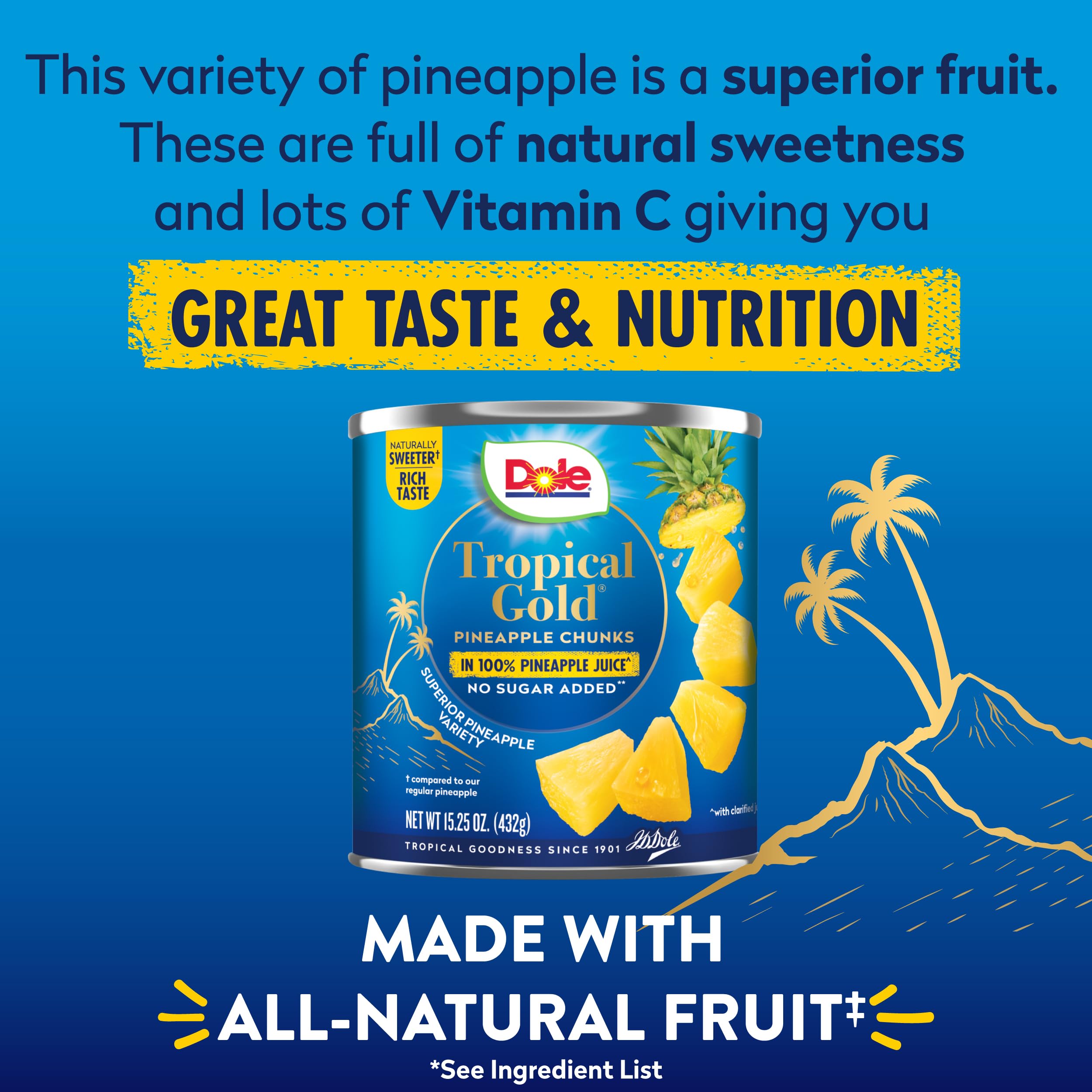 Dole close-up of pineapple chunk texture highlighting juiciness and natural sweetness benefit