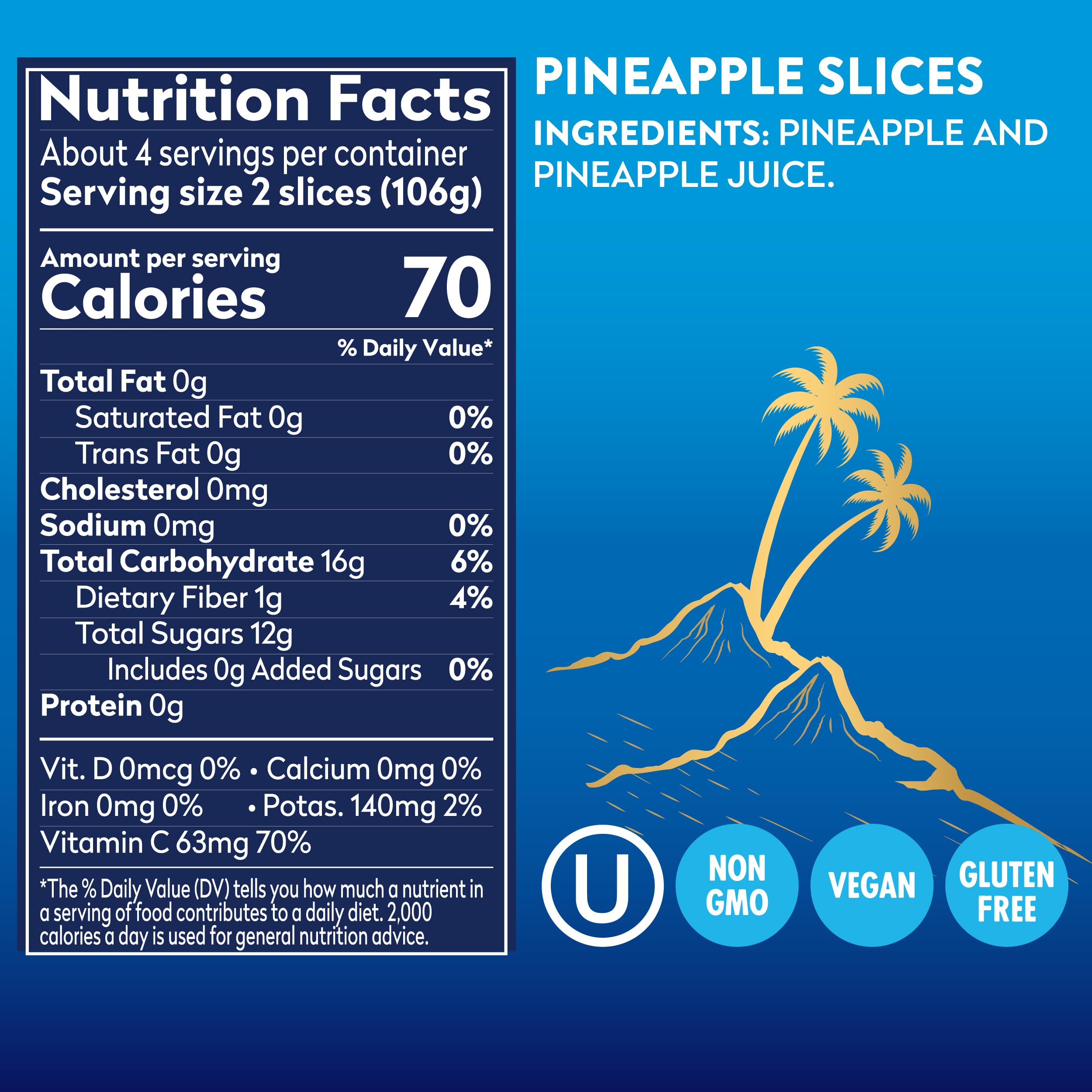 Dole Tropical Gold pineapple slice plated as a snack or dessert garnish for easy serving