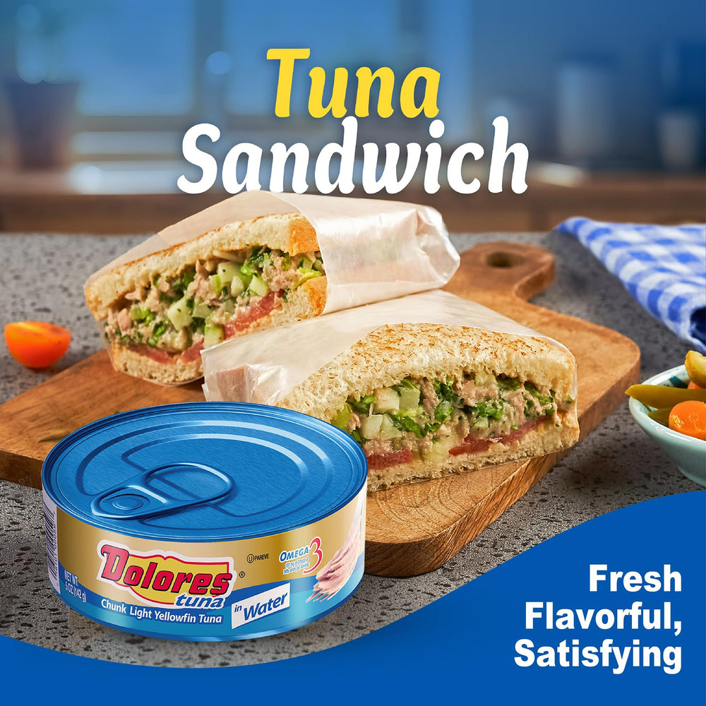 Dolores tuna sandwich on plate, demonstrates easy lunch or snack option