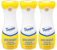 Domino front canister showing label and ergonomic design for easy pouring