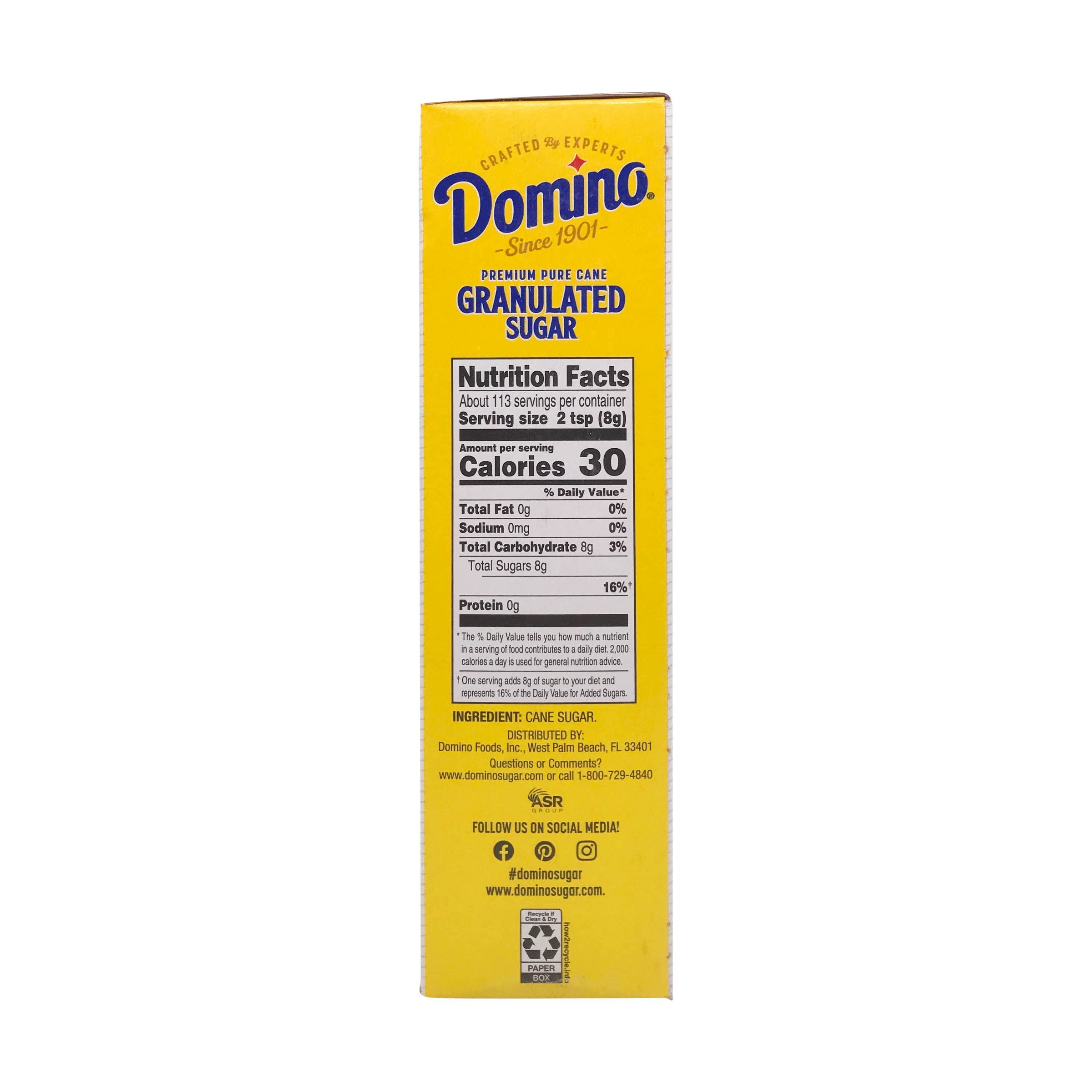 Domino sugar stored in airtight jar in pantry showing long-lasting freshness benefit