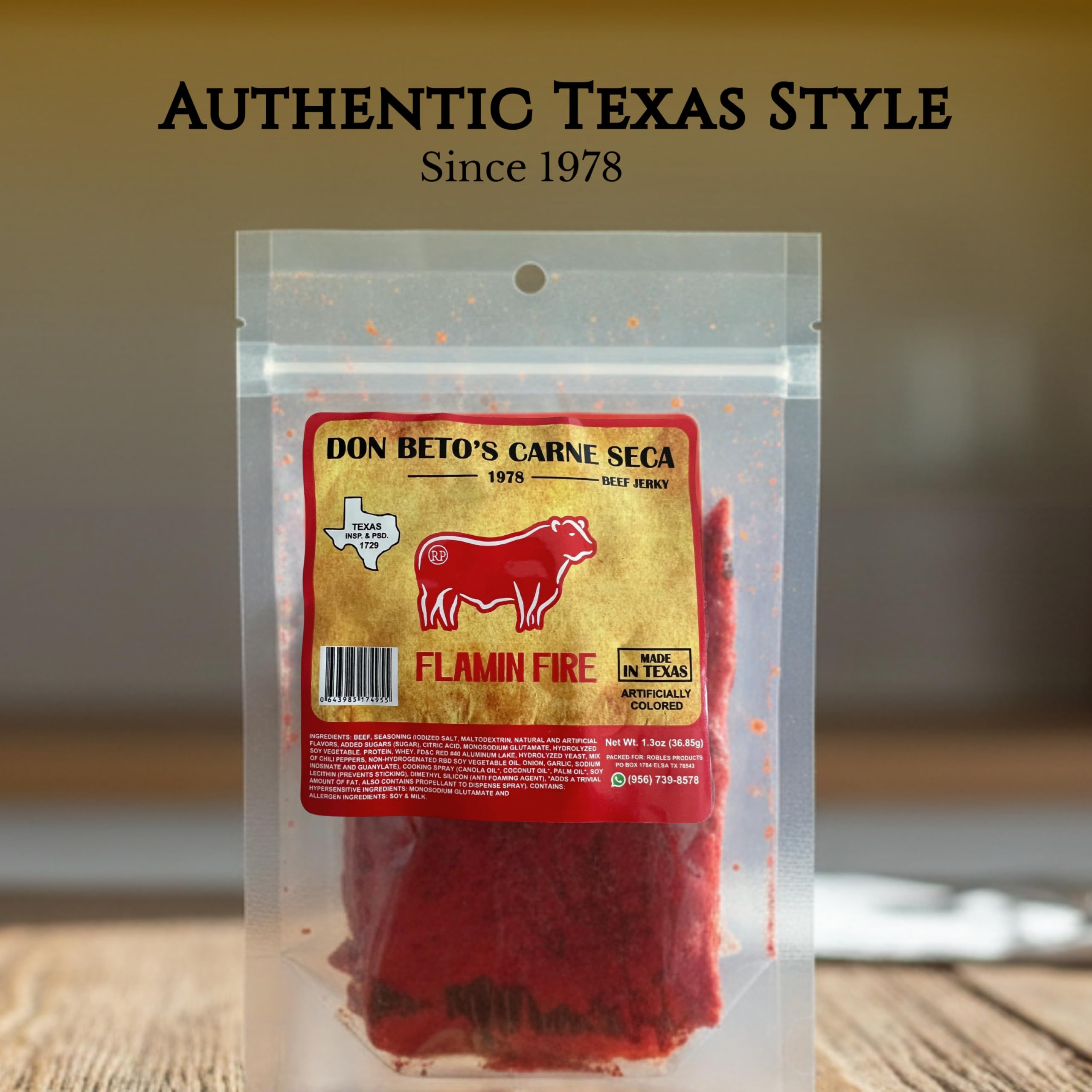 Don Beto's close-up of jerky texture highlighting tender chew and spice