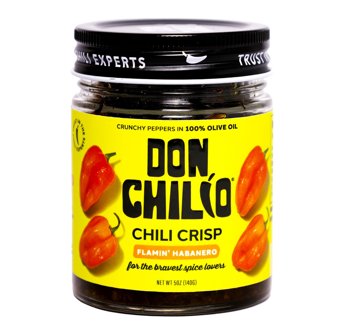 Don Chilio front label jar showing brand and spicy benefit