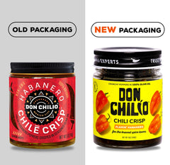 Don Chilio open jar top view revealing crisp habanero pieces and vibrant oil benefit