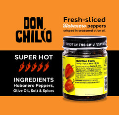 Don Chilio olive oil and pepper seed detail highlighting rich seasoned oil benefit