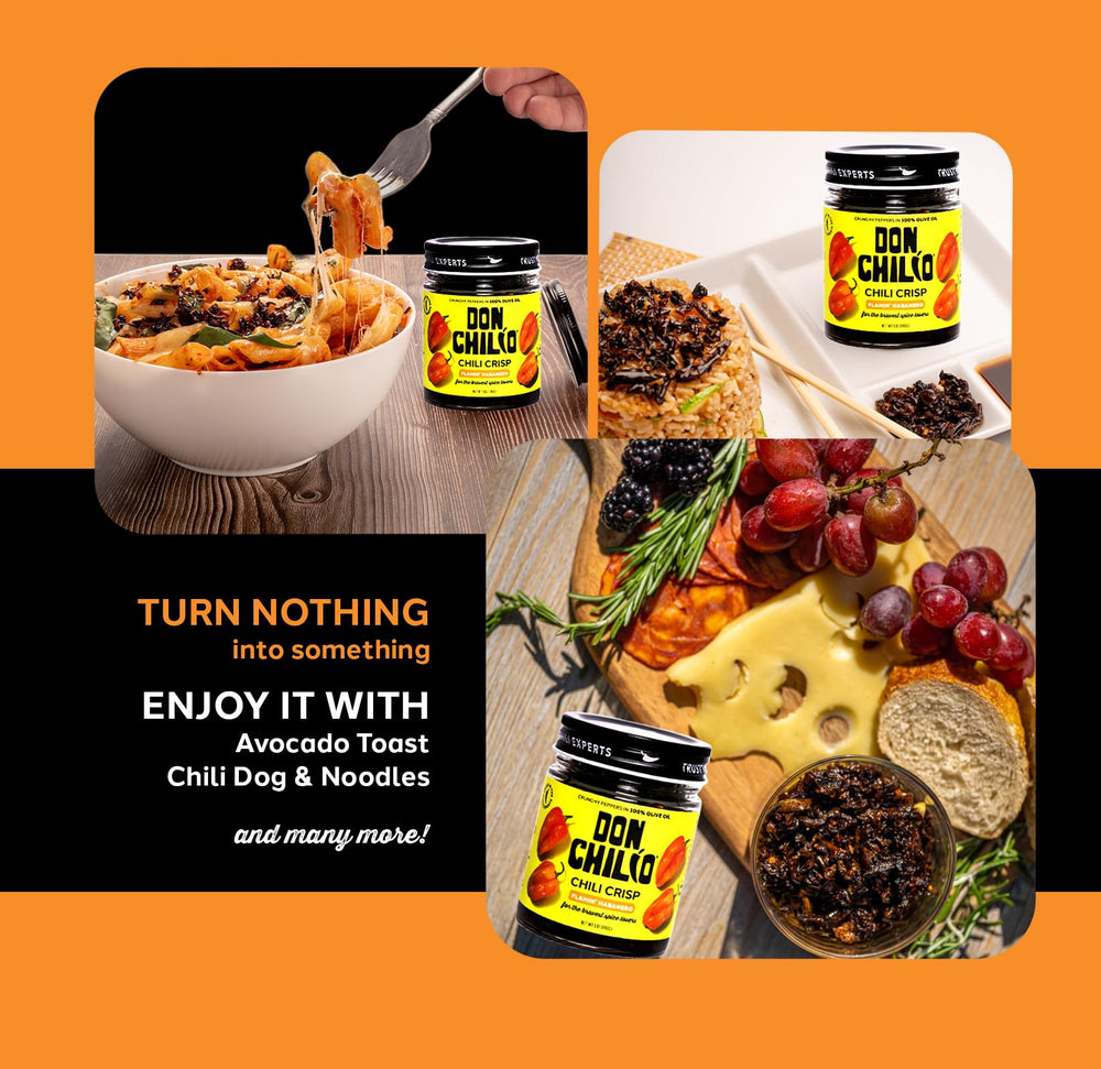 Don Chilio spoonful on taco illustrating bold flavor and crunchy finish benefit