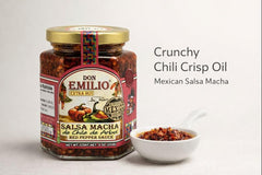 Don Emilio close-up of crunchy red pepper flakes and seeds, shows texture and heat