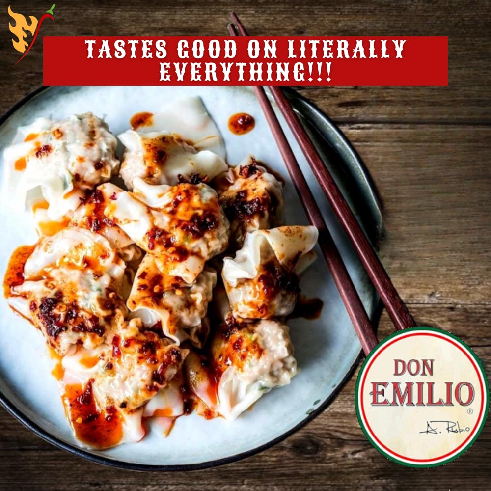 Don Emilio drizzled over tacos in a kitchen scene, conveys flavor upgrade benefit