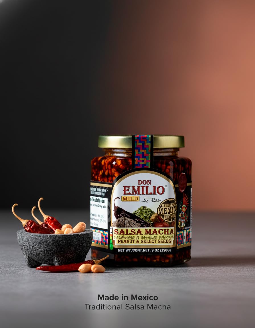 Don Emilio jar next to common objects showing 9 oz size and portion clarity