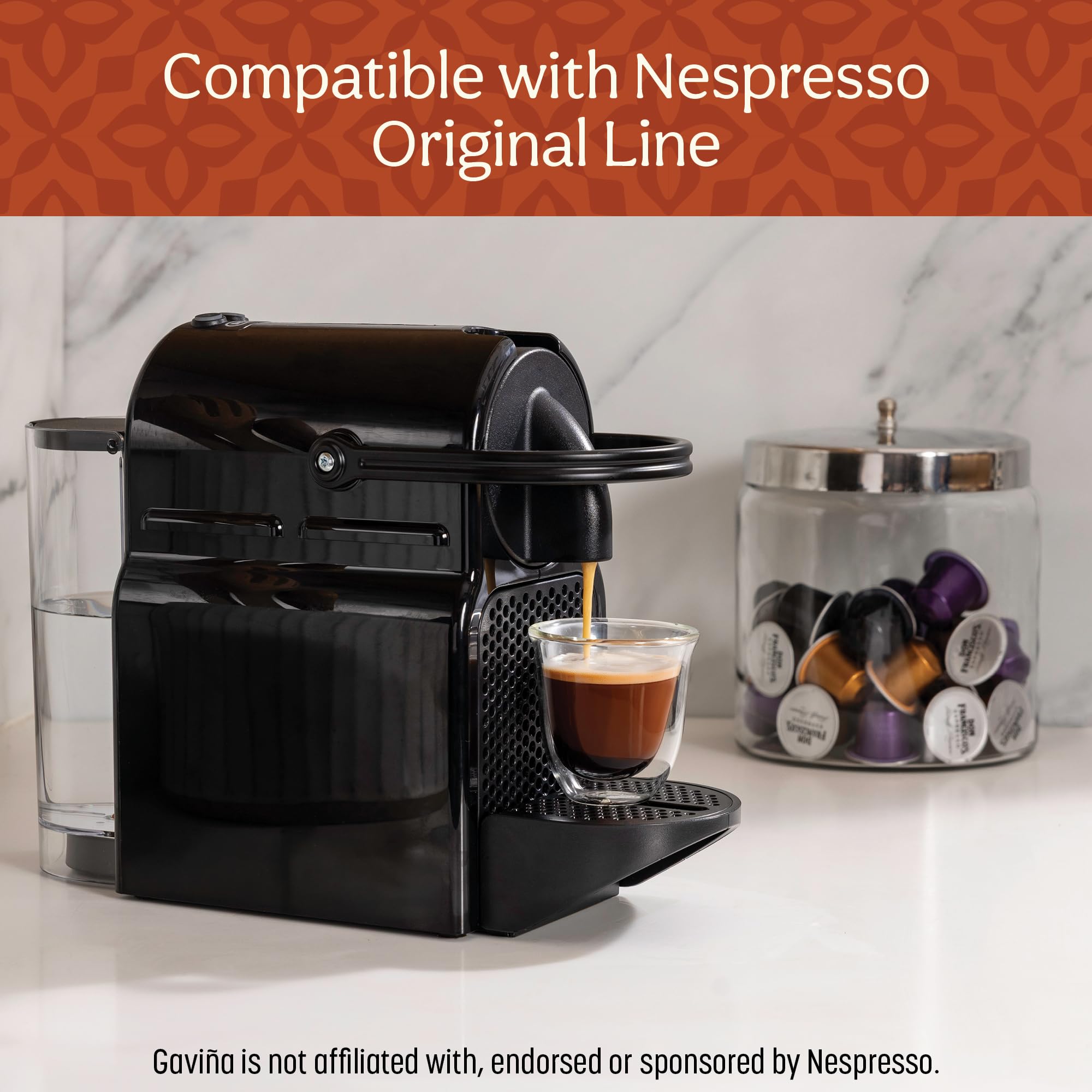 Don Francisco's capsule inside Nespresso Original Line machine showing convenient brewing