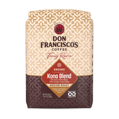 Don Francisco's front packaging of Kona Blend offering balanced aroma