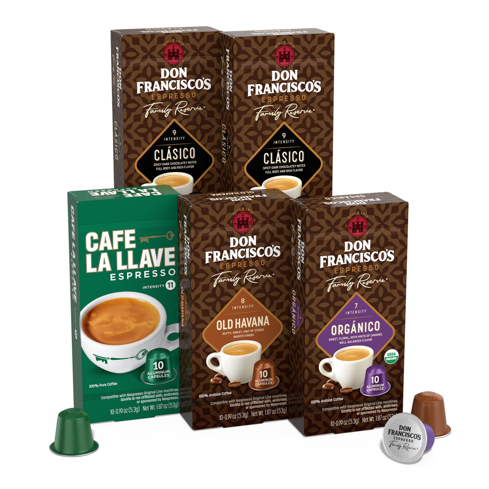 Don Francisco's front packaging showing variety pack and benefits