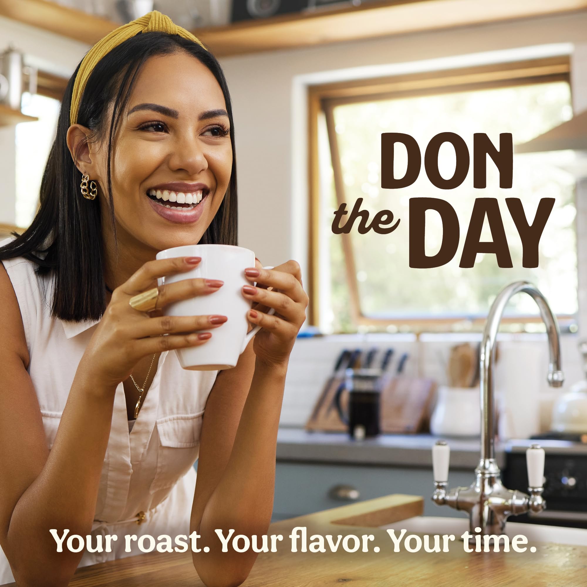 Don Francisco's lifestyle breakfast scene showing flavored coffee enjoyment