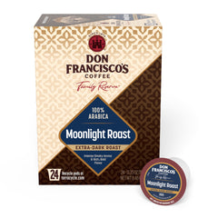 Don Francisco's front packaging showing 24-count box and bold roast benefit