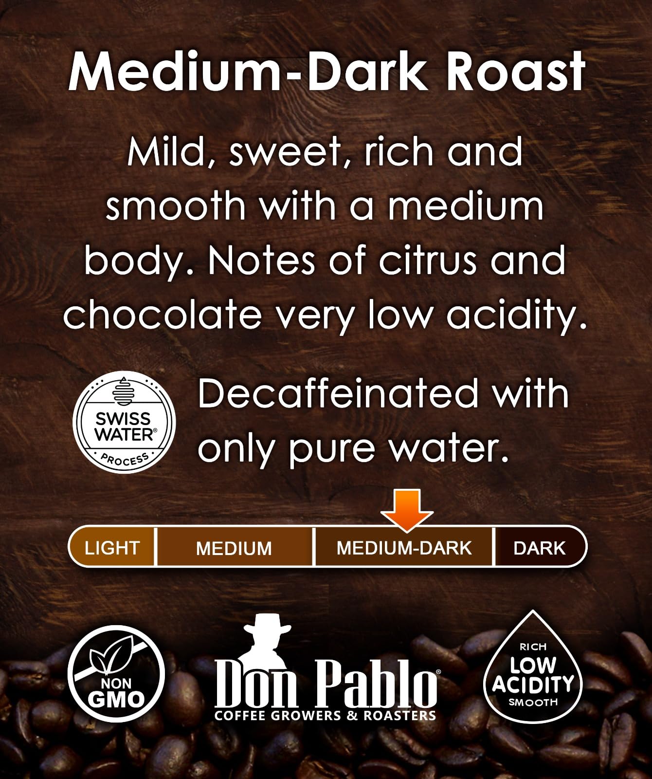 Don Pablo close-up of roast color showing rich medium-dark appearance