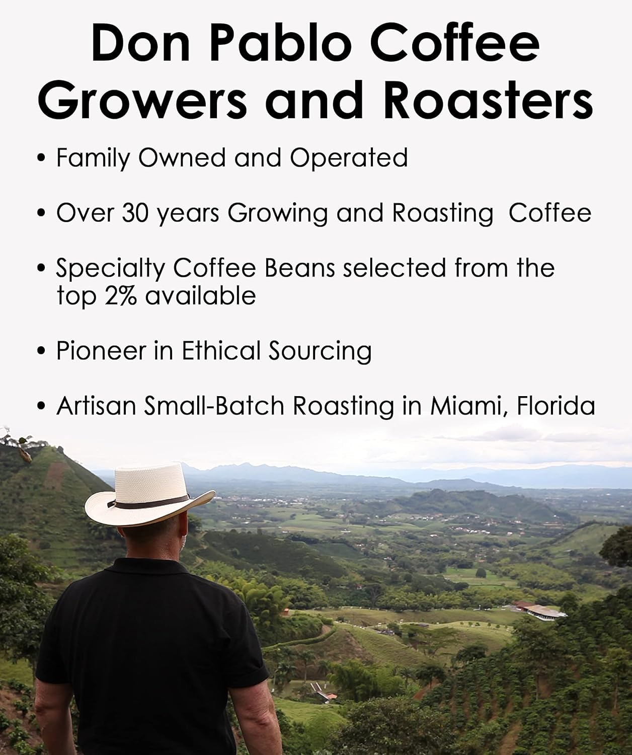 Don Pablo label close-up showing roast level and origin info