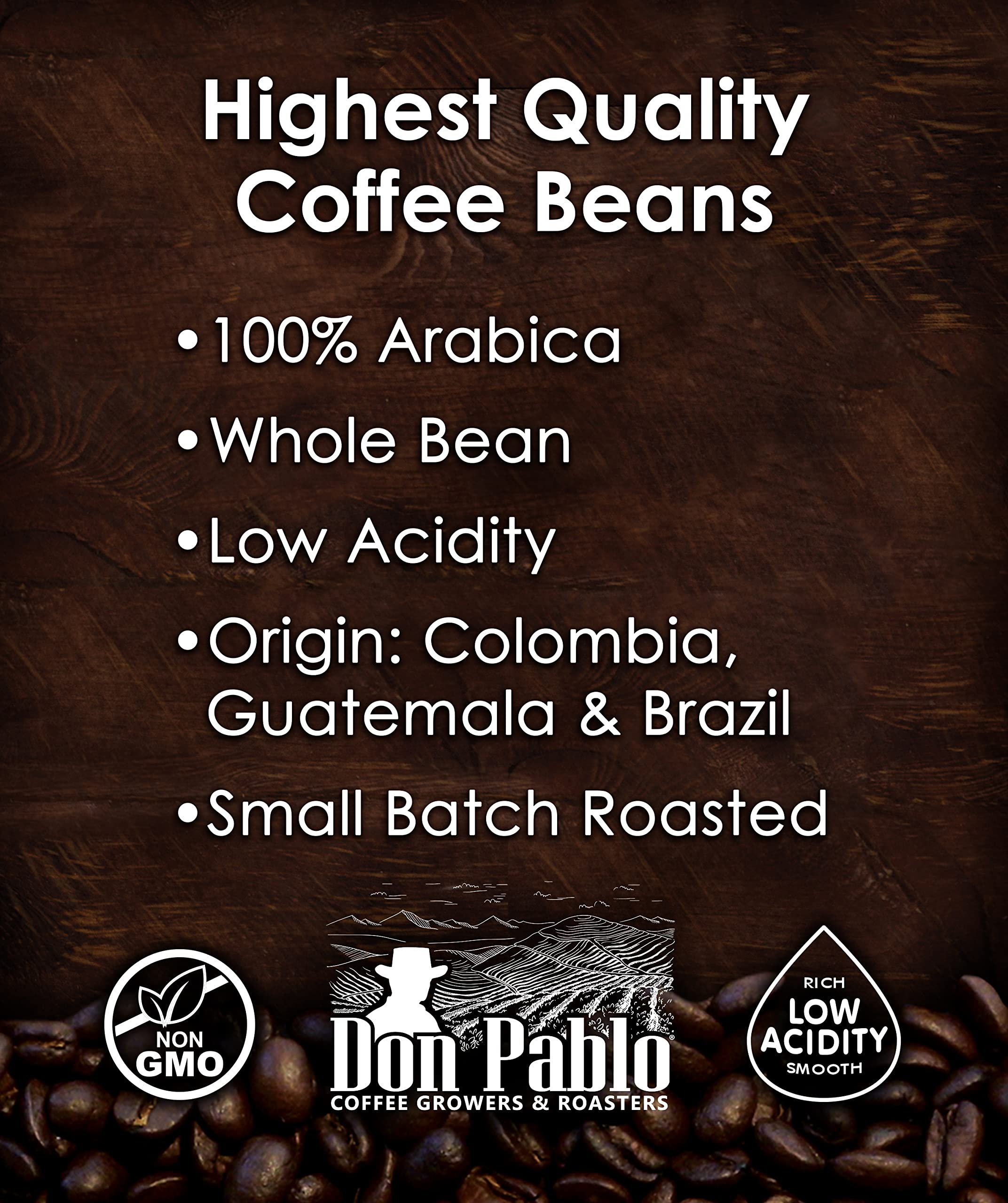 close-up whole beans texture highlighting Don Pablo smoothness