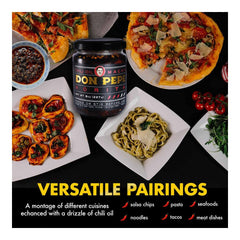 Don Pepe open jar with spoon showcasing oil and crisped garlic benefit