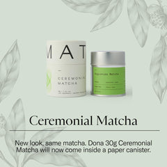 Dona Chai close-up of vibrant green stone-milled matcha powder with silky texture
