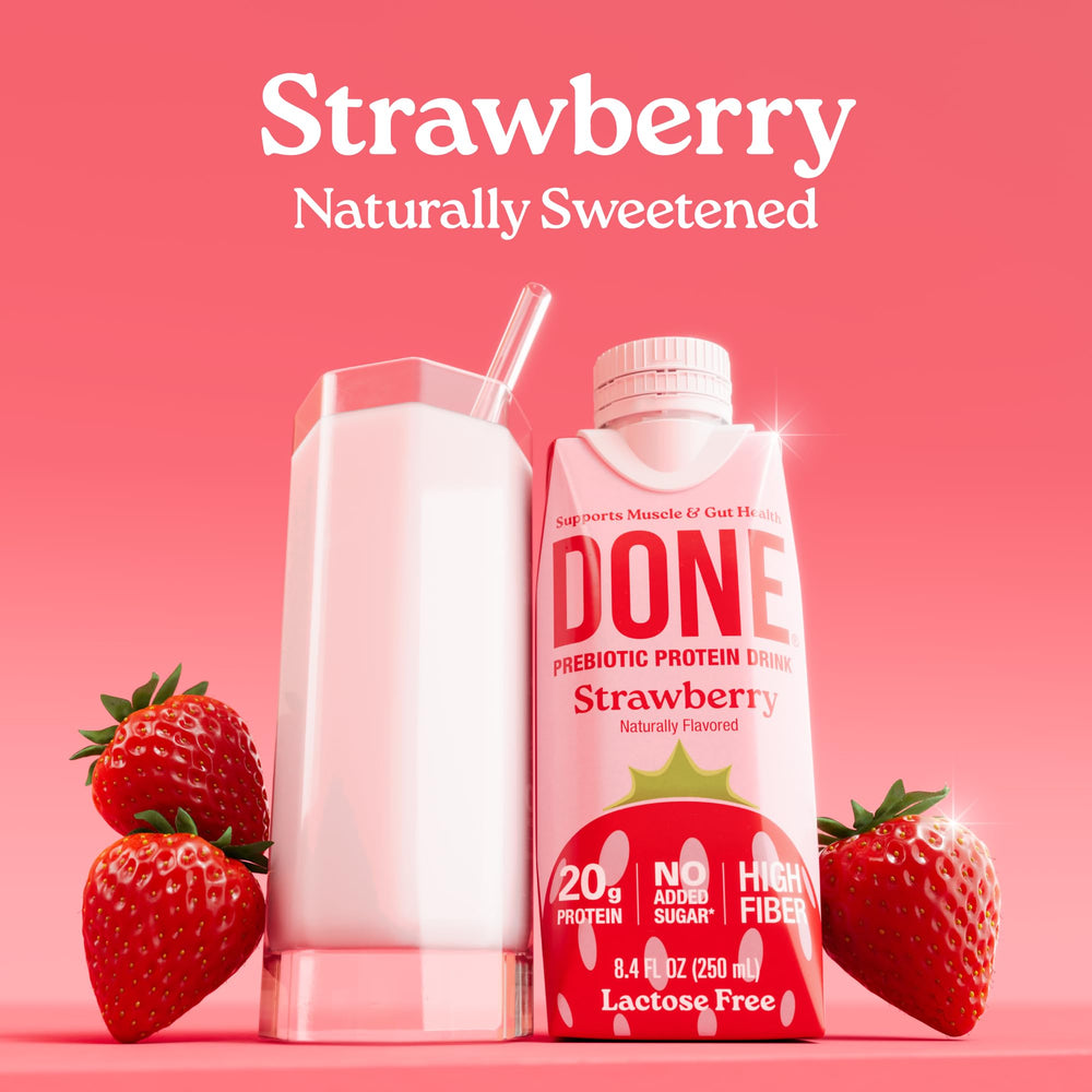 Done pouring texture into glass showing creamy strawberry consistency