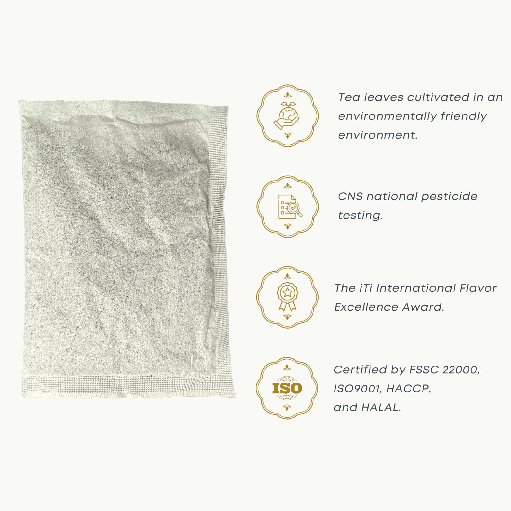 Dong Jyue bag size comparison beside a measuring cup showing yield per 25g bag