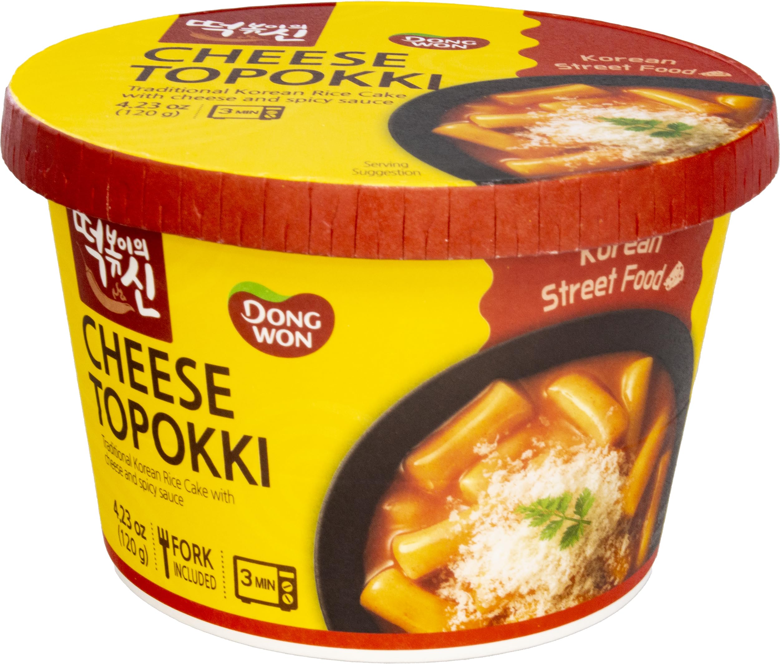 DONG WON front packaging cup showing product label and convenience benefit
