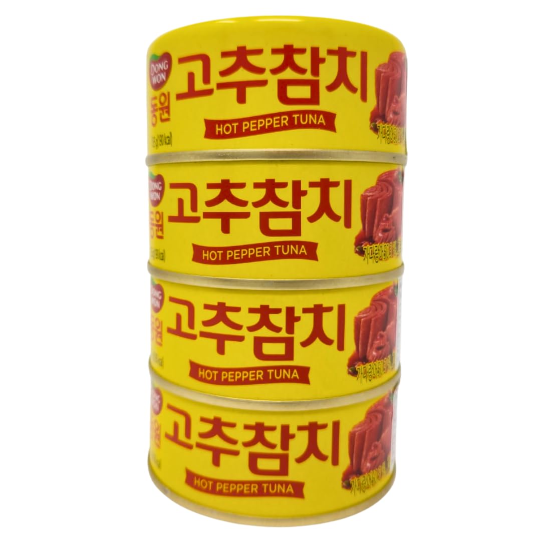 Dongwon front packaging showing 4-pack and spicy flavor, convenient pantry staple
