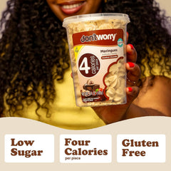 Don't Worry split cookie revealing hazelnut center and chocolate