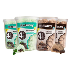 Don't Worry front packaging showing flavors and low calorie benefit