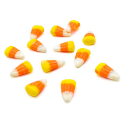 Donty-Tonty candy corn in glass bowl displaying bright seasonal colors for decor