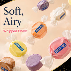 Donty-Tonty close-up of whipped soft taffy texture, highlights tender chewiness