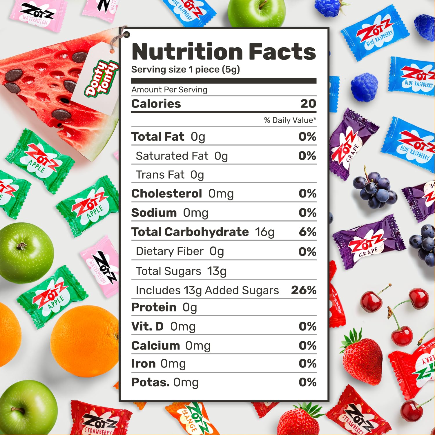 Donty-Tonty clustered labels showing flavor variety for easy selection