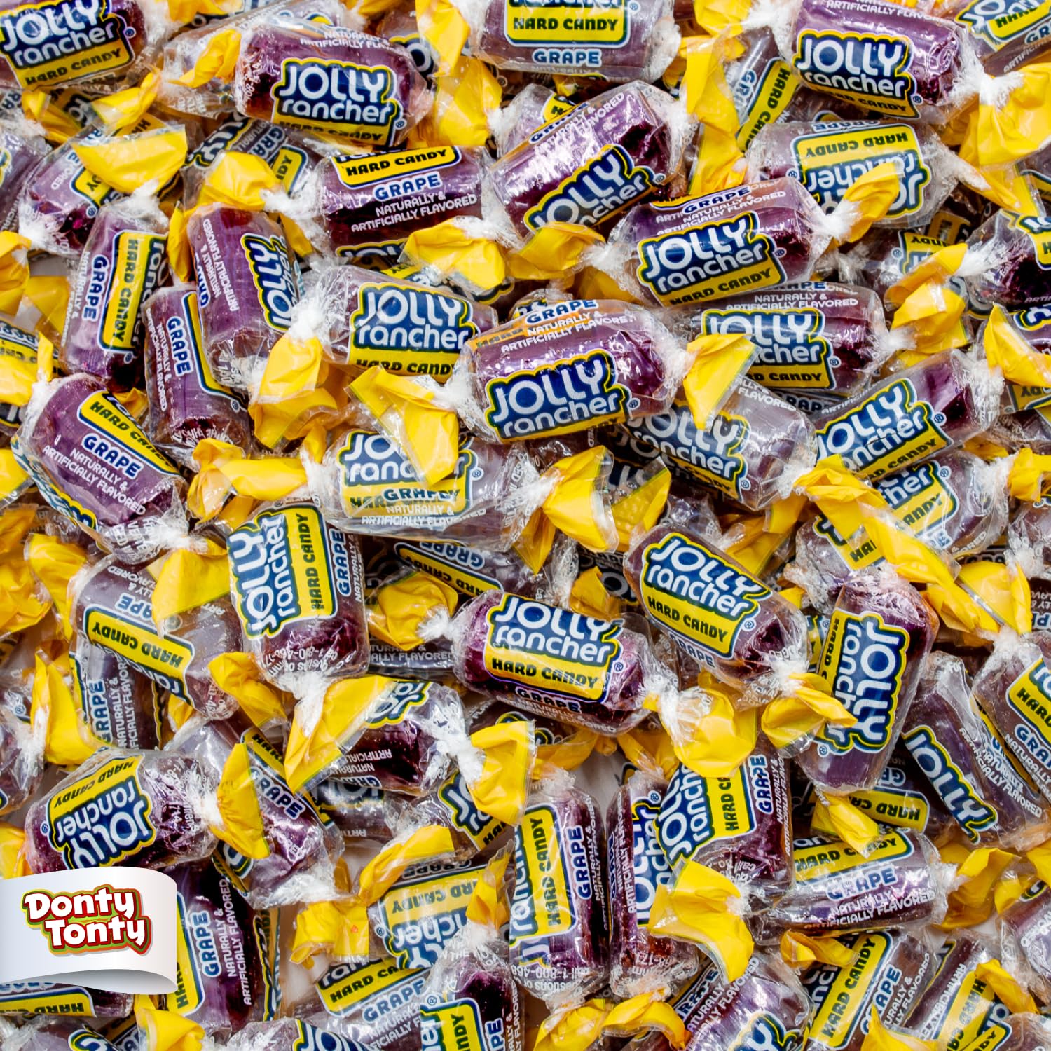 Donty-Tonty front packaging shows 2 lb grape bag and bulk count for easy stocking